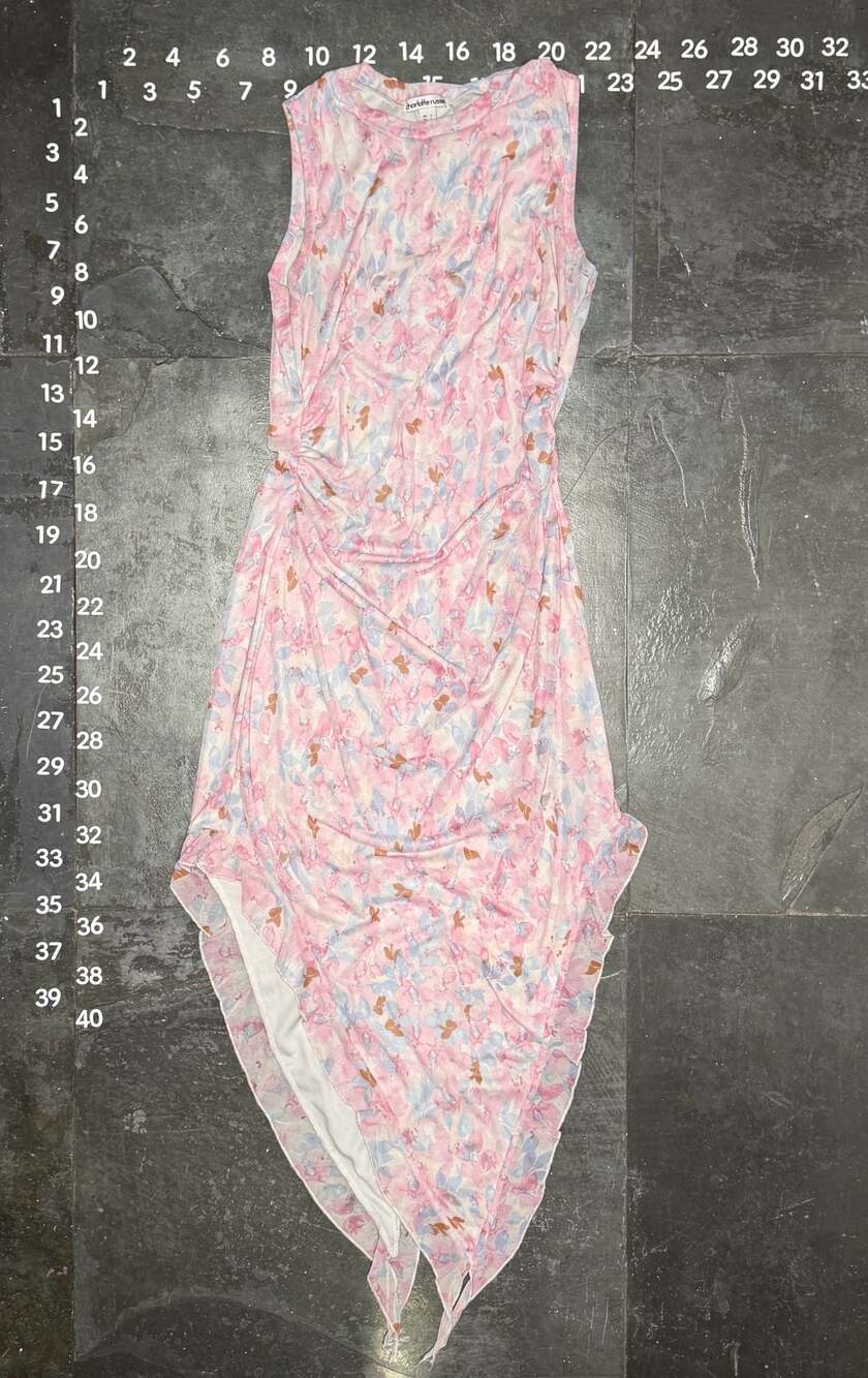 Charlotte Russe Sleeveless Ruched Asymmetric Hem Floral Midi Dress